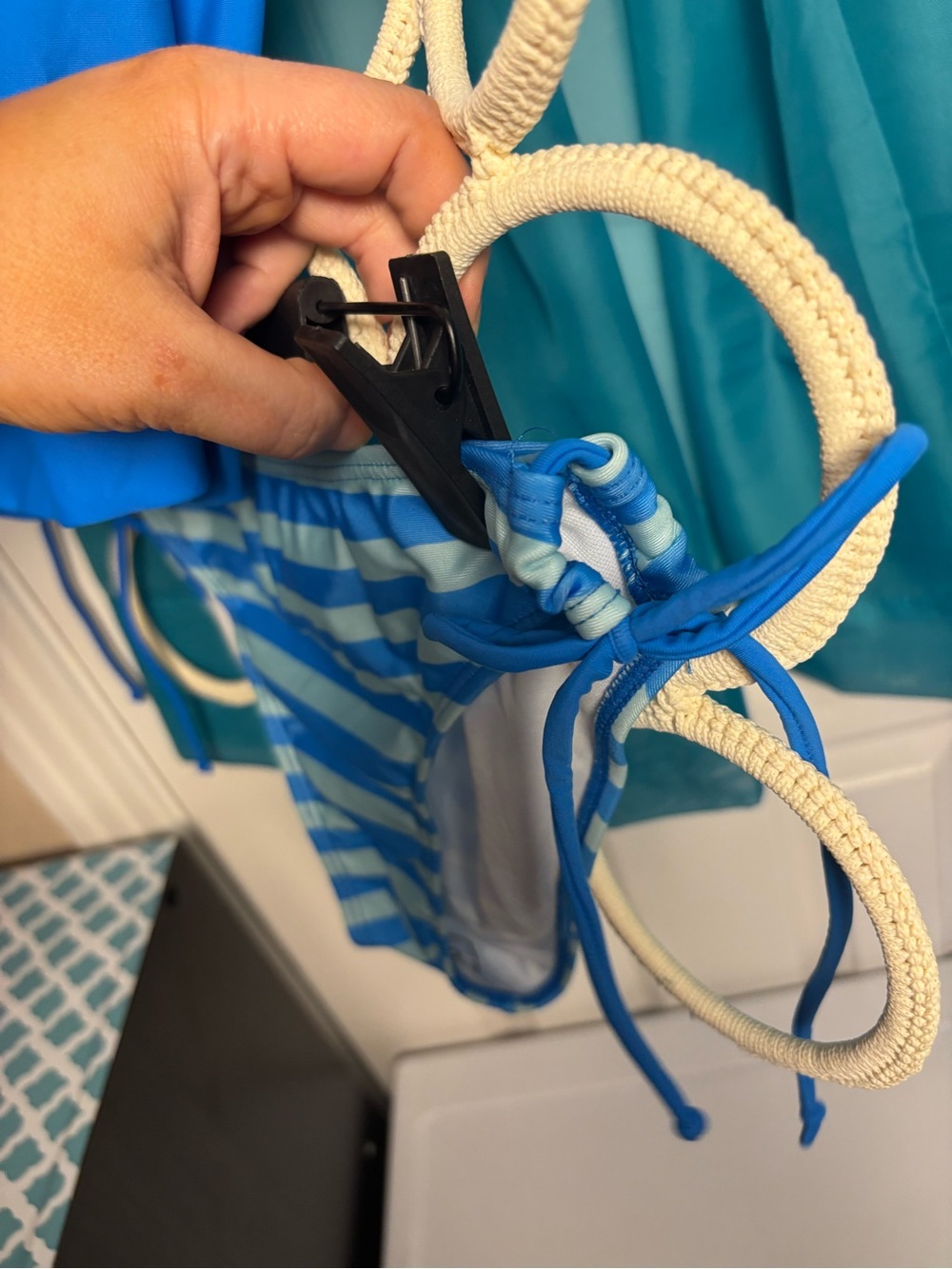 Blue Two-Piece Tankini with Striped Accents NWOT M - Picture 8 of 16